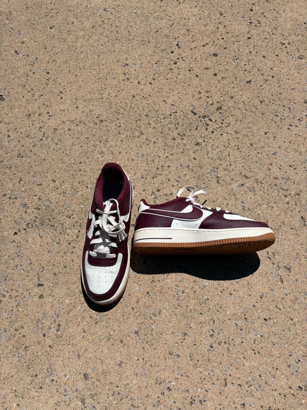 Nike Two-Tone Dunk Low Sneakers - Burgundy and White